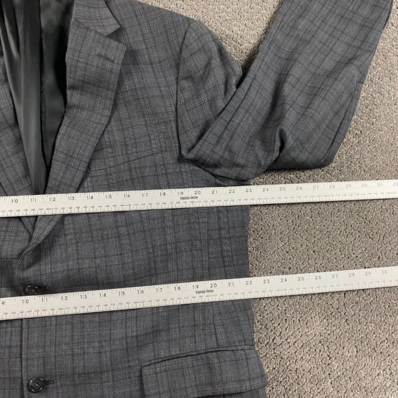 Hart Schaffner Marx Gold Trumpeter Blazer Sport Coat Men's 44R Gray Check - Picture 9 of 15